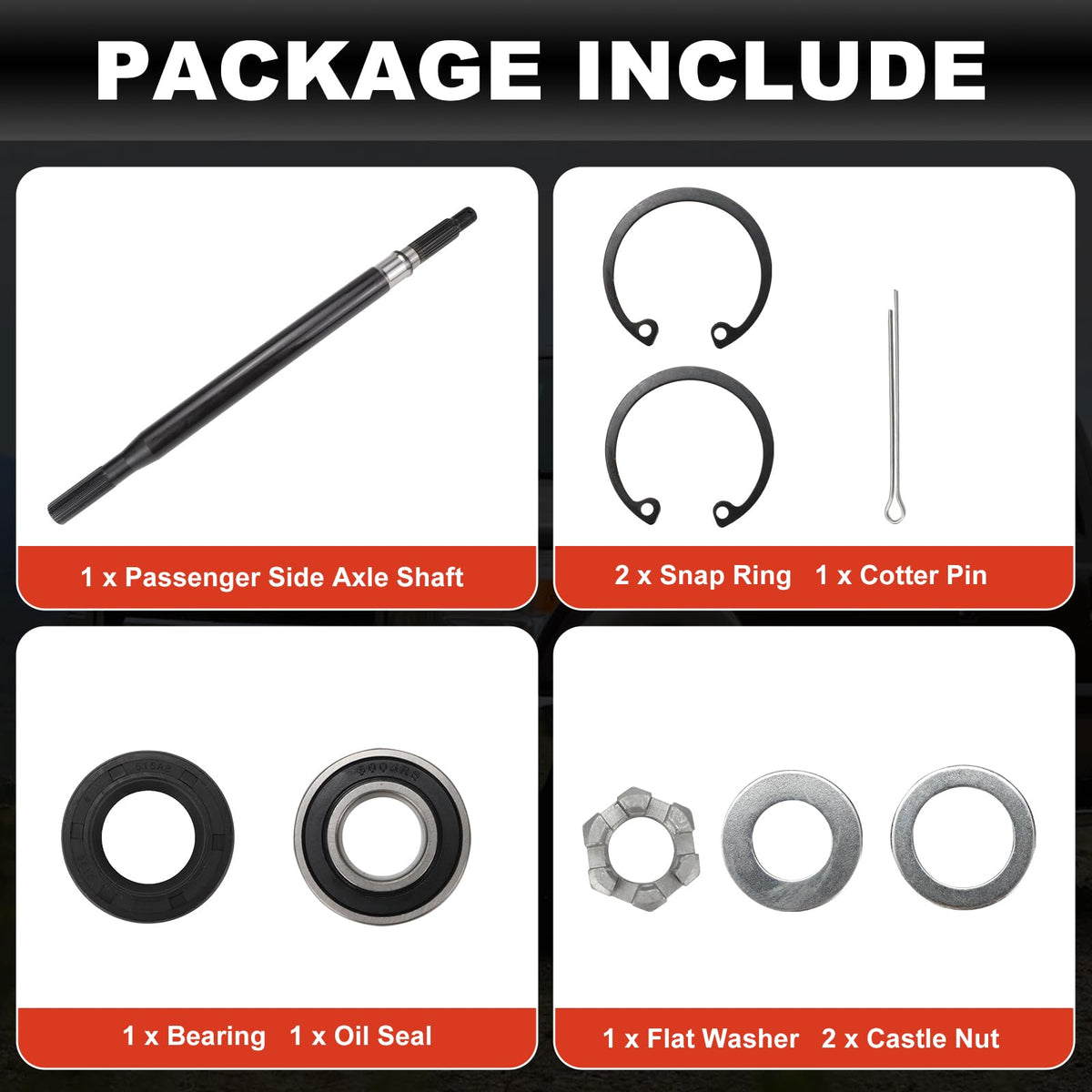 USTAR axle shaft with 20377-G12 label for easy identification.