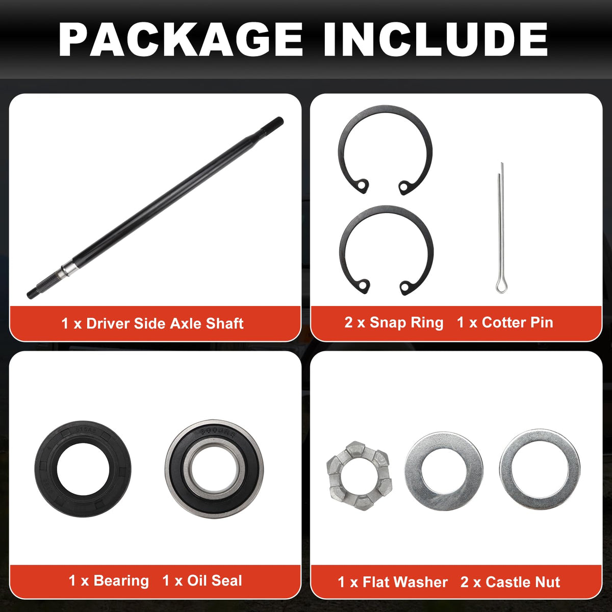 USTAR durability-tested axle shaft for EZGO, reduces downtime and wear.
