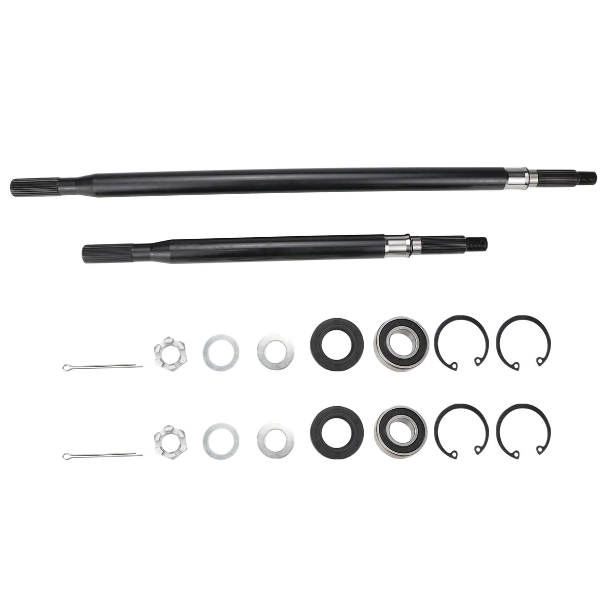 USTAR EZGO RXV driver side rear axle shaft close-up highlighting durable build