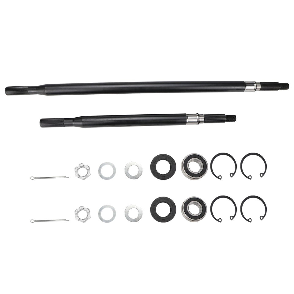 USTAR EZGO RXV driver side rear axle shaft close-up highlighting durable build