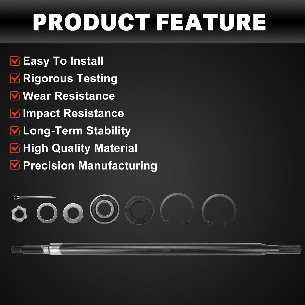 USTAR precision-engineered axle shaft, durable metal construction for EZGO carts.
