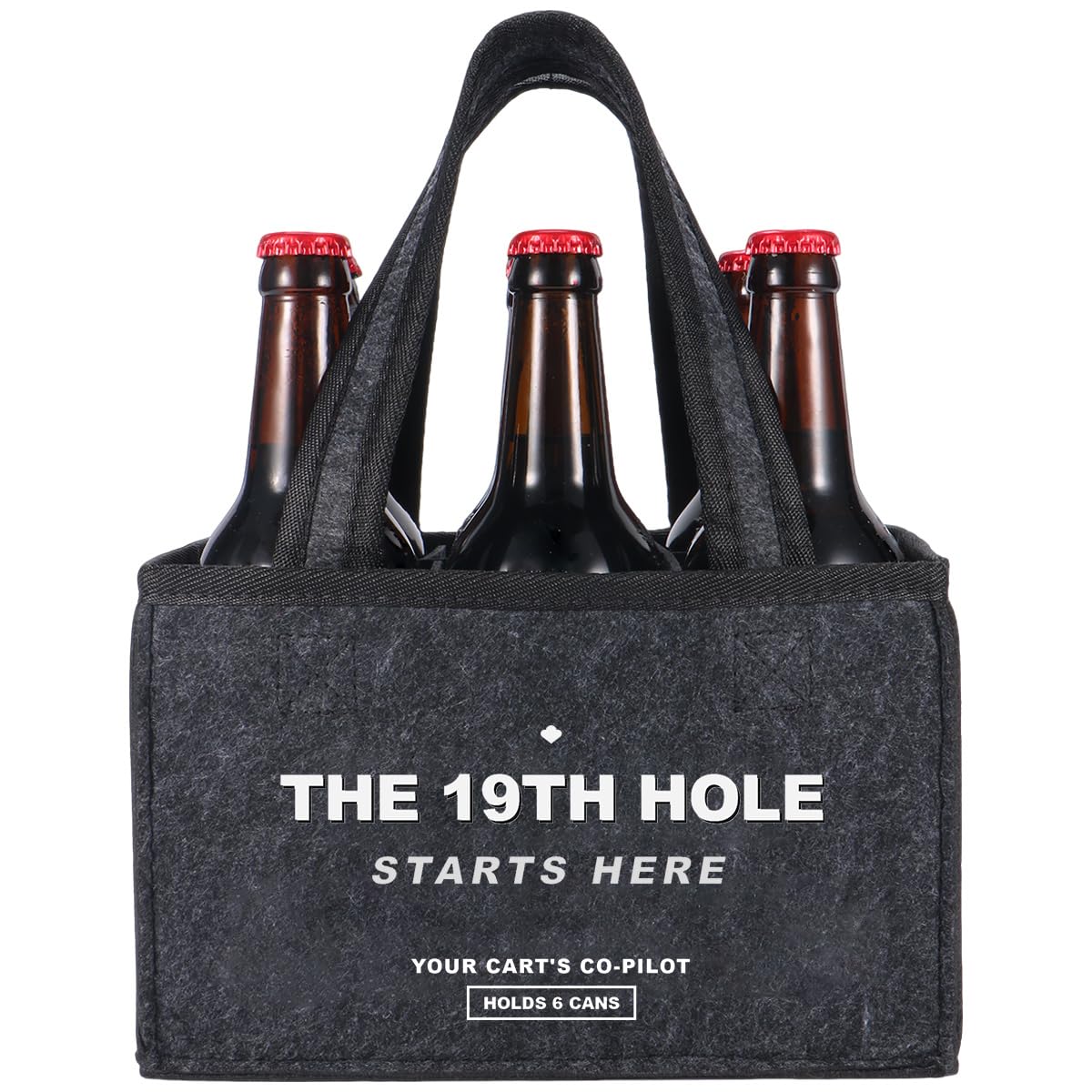 UV Stylish golf felt beer can carrier for the 19th hole, easy transport on the course