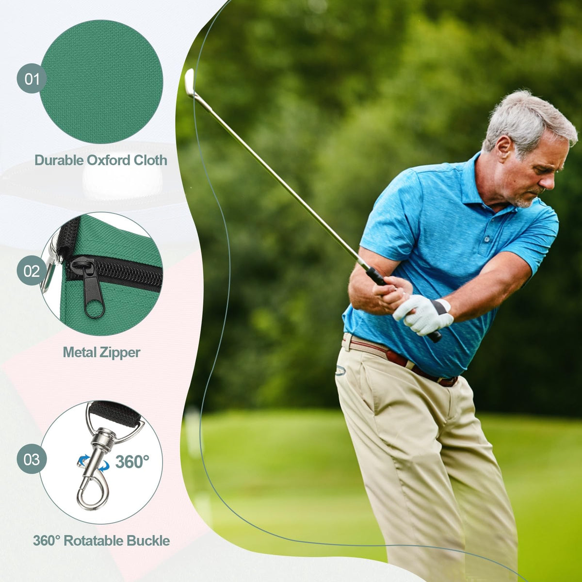 uxcell golf tee pouch open top demonstrates easy access during play