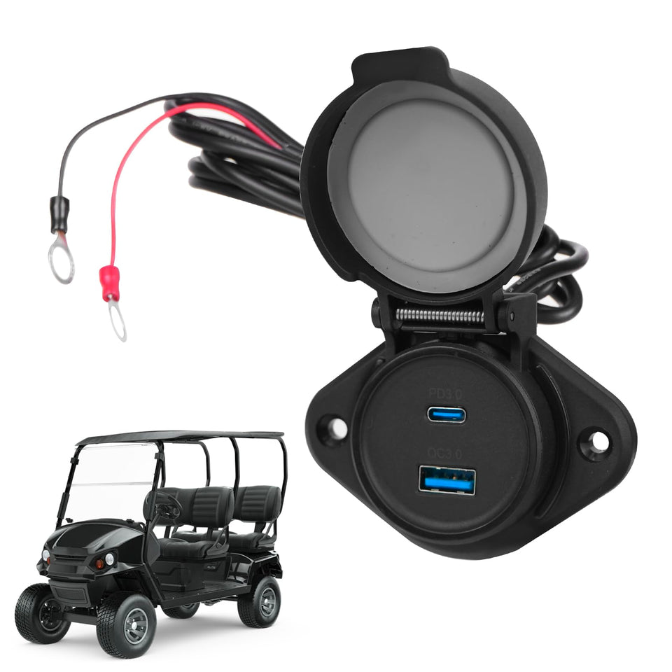 UYA golf cart USB charger with 12-84V input for versatile vehicle compatibility.