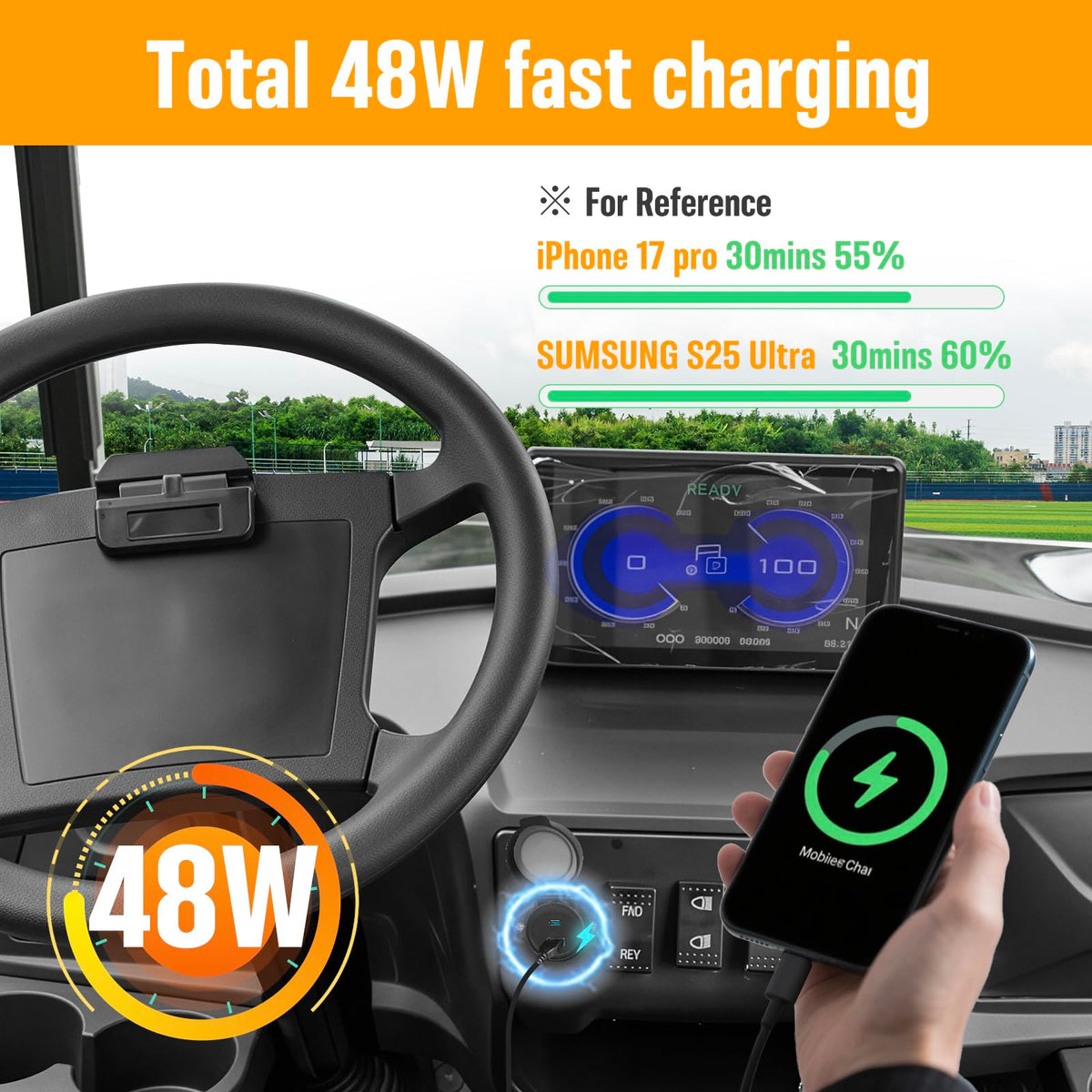 UYA boost chip delivers stable high-voltage output for reliable charging.