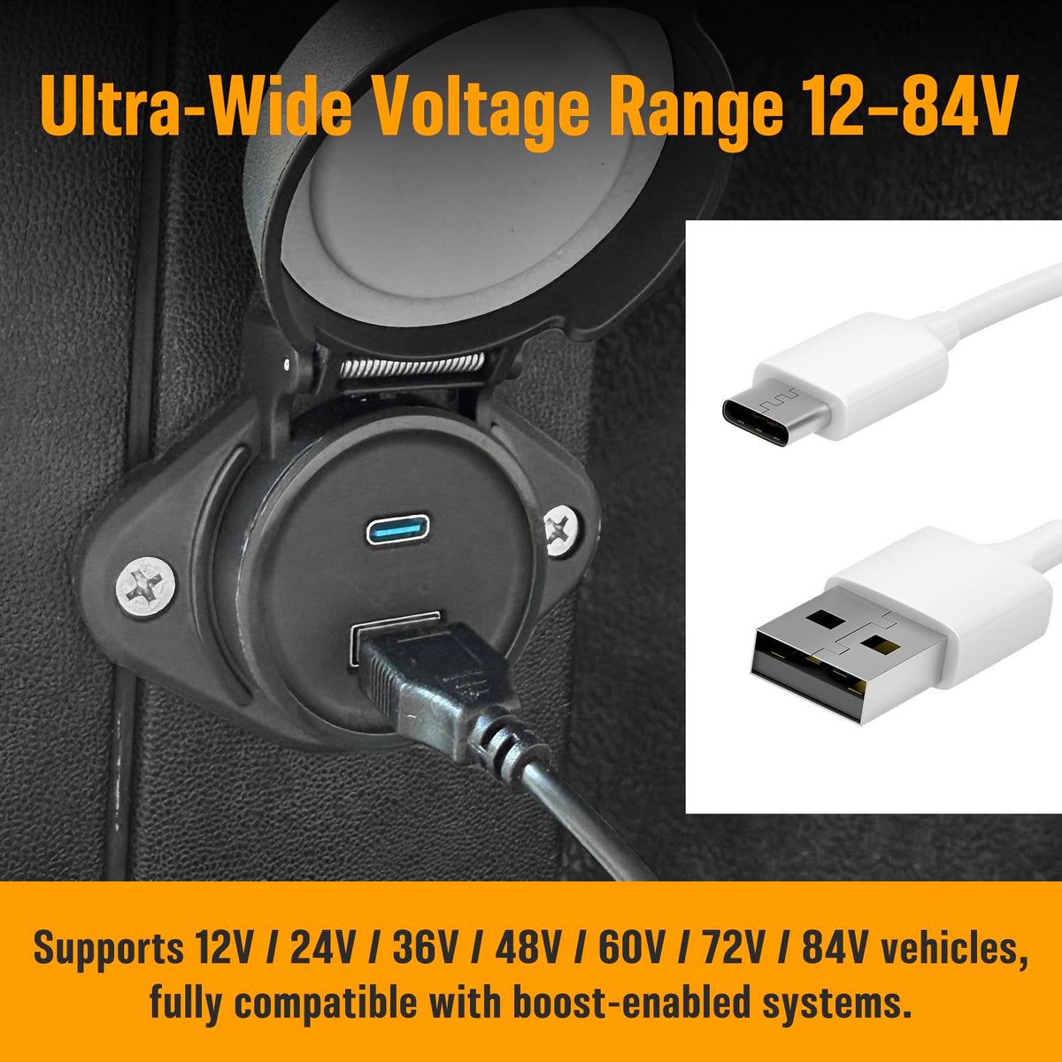 UYA 6.74-inch extension cable for flexible mounting on dashboards and panels.