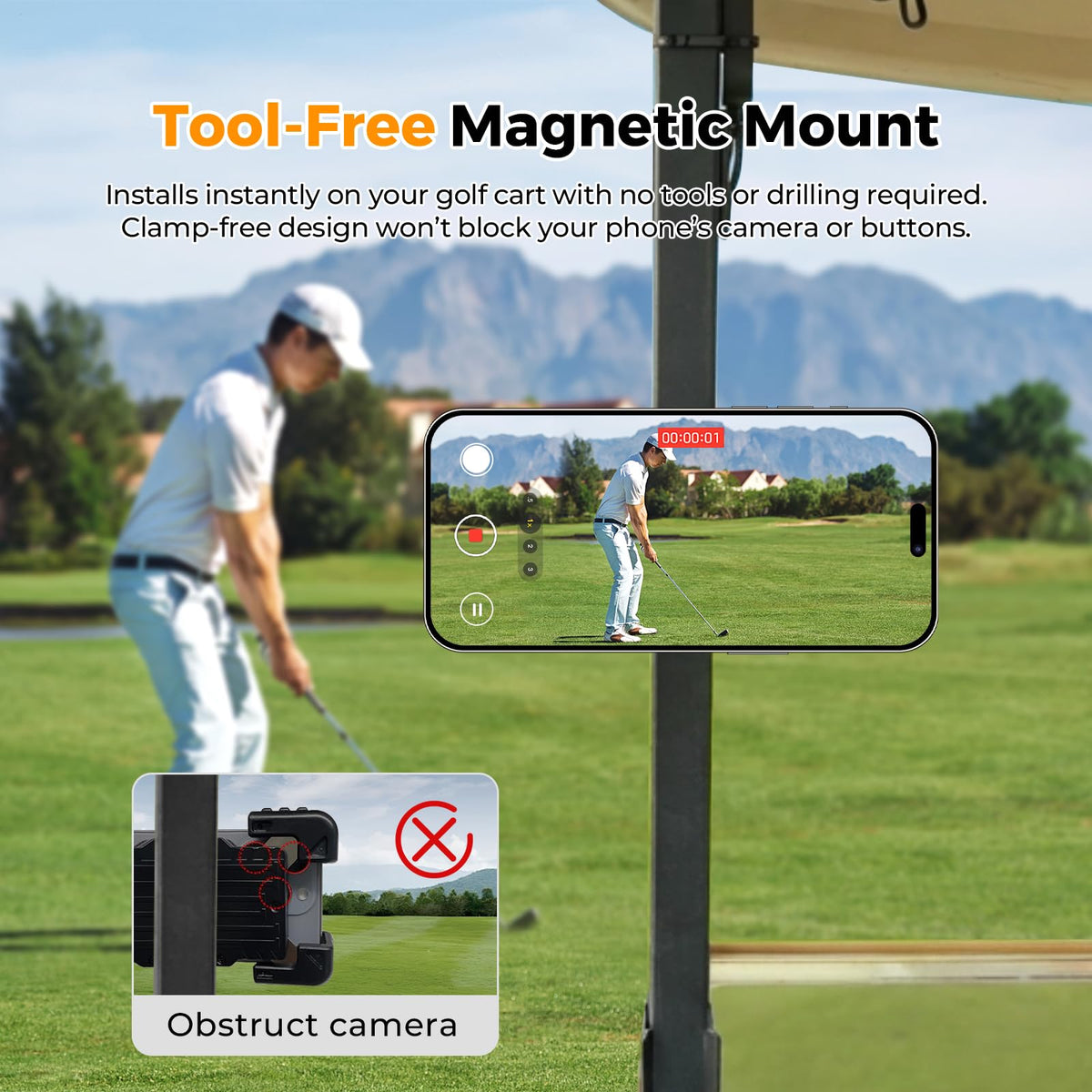 UYA portable storage pouch helps keep setup tidy on the course.