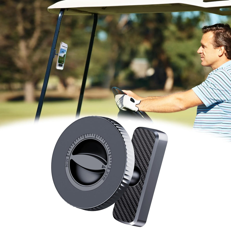 UYA strong magnetic base keeps golf cart phone secure during rides and shots.