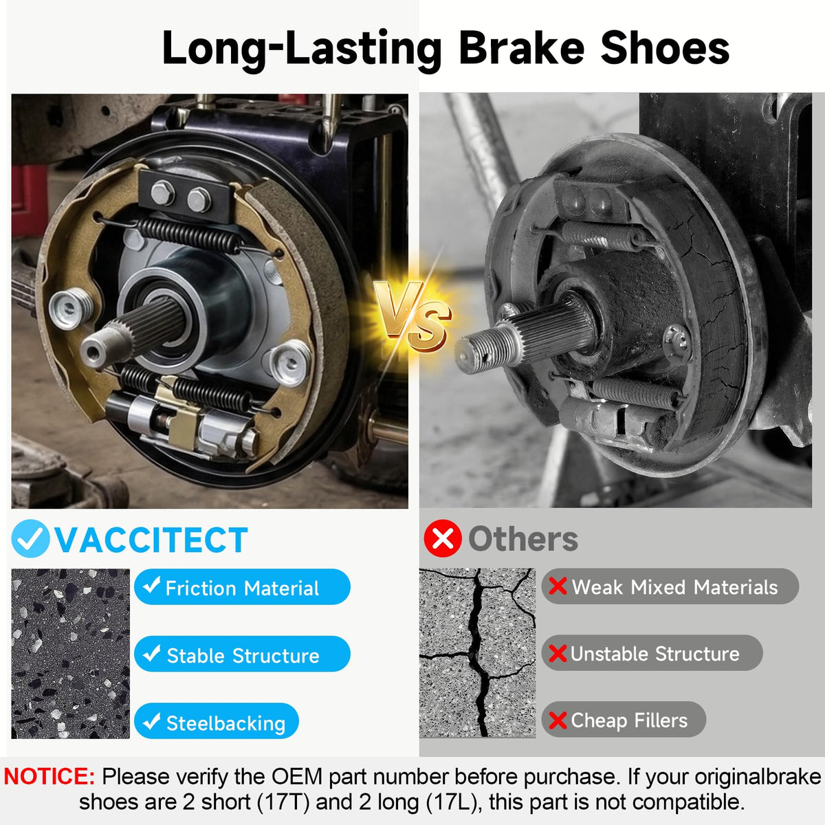 Vaccitect brake spring kit included for complete drum system maintenance