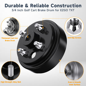Vaccitect EZGO TXT brake hub, front view, features a 0.75-inch center hole.