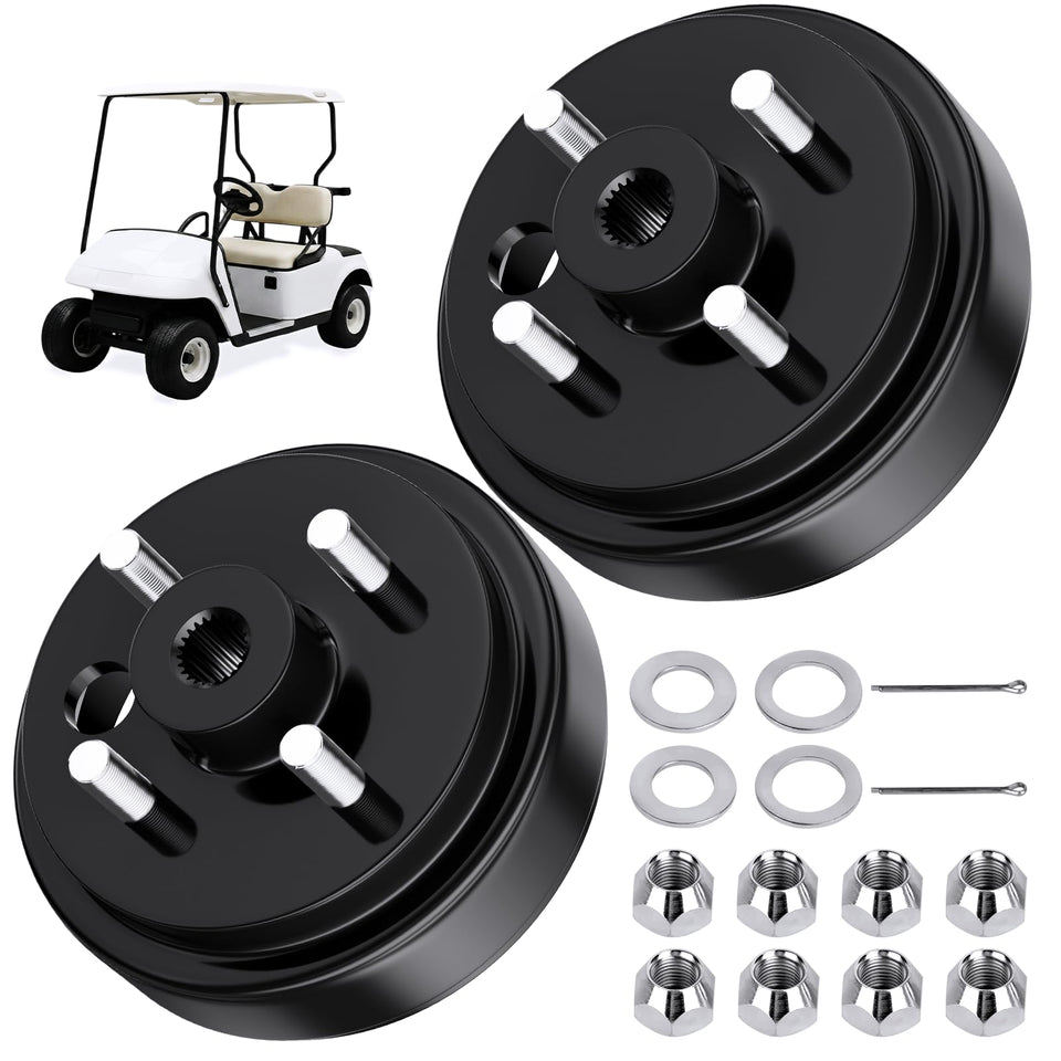 Vaccitect EZGO TXT brake drum hub, right-side view, 24-tooth spline for secure braking.