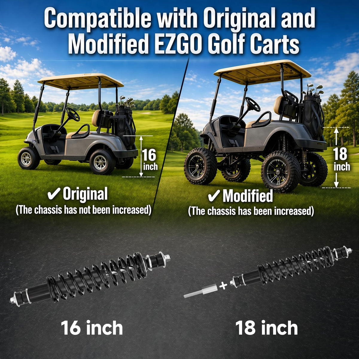 Vaccitect extend rods shown for lifted cart compatibility and proper length.