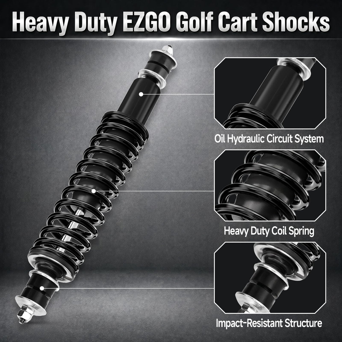 Vaccitect front EZGO Medalist shocks boost load handling