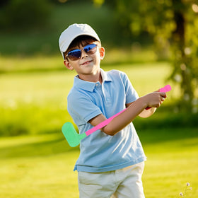 Vaguelly golf set in a backyard, showing practical outdoor play.