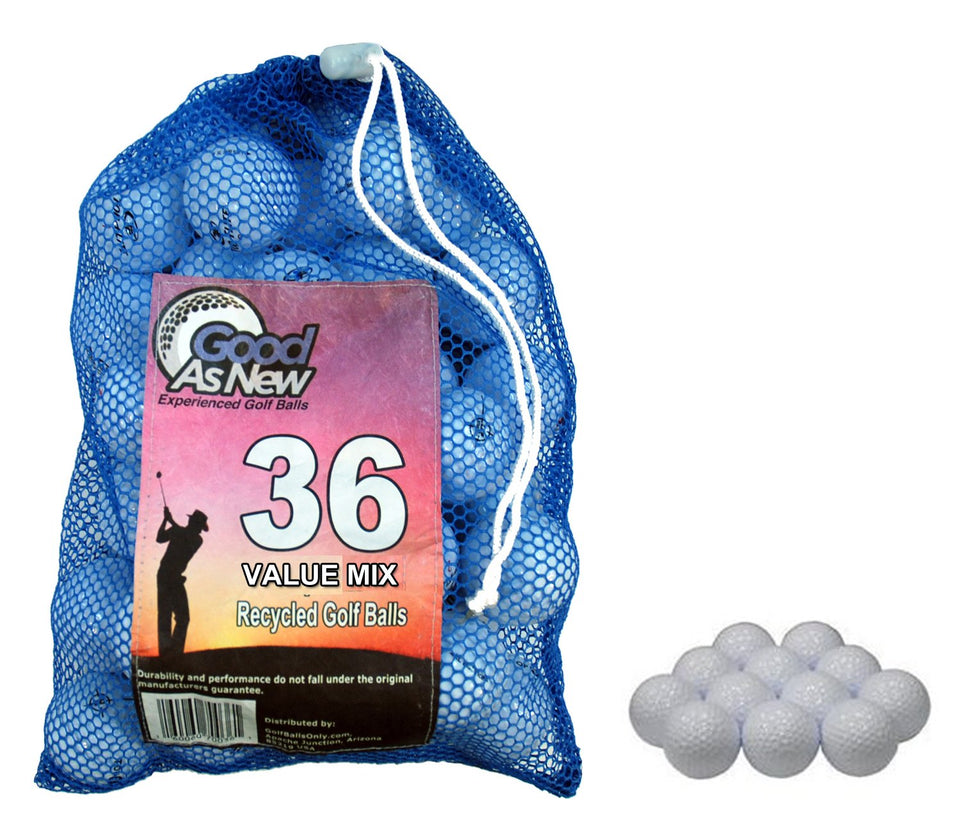 Value pre-owned golf ball mix 36-pack for versatile practice rounds and significant savings.