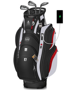 Vancropak golf cart bag top with 15 dividers for quick club access during a round.