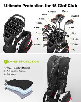Vancropak golf cart bag USB charging port keeps your device powered on the course.