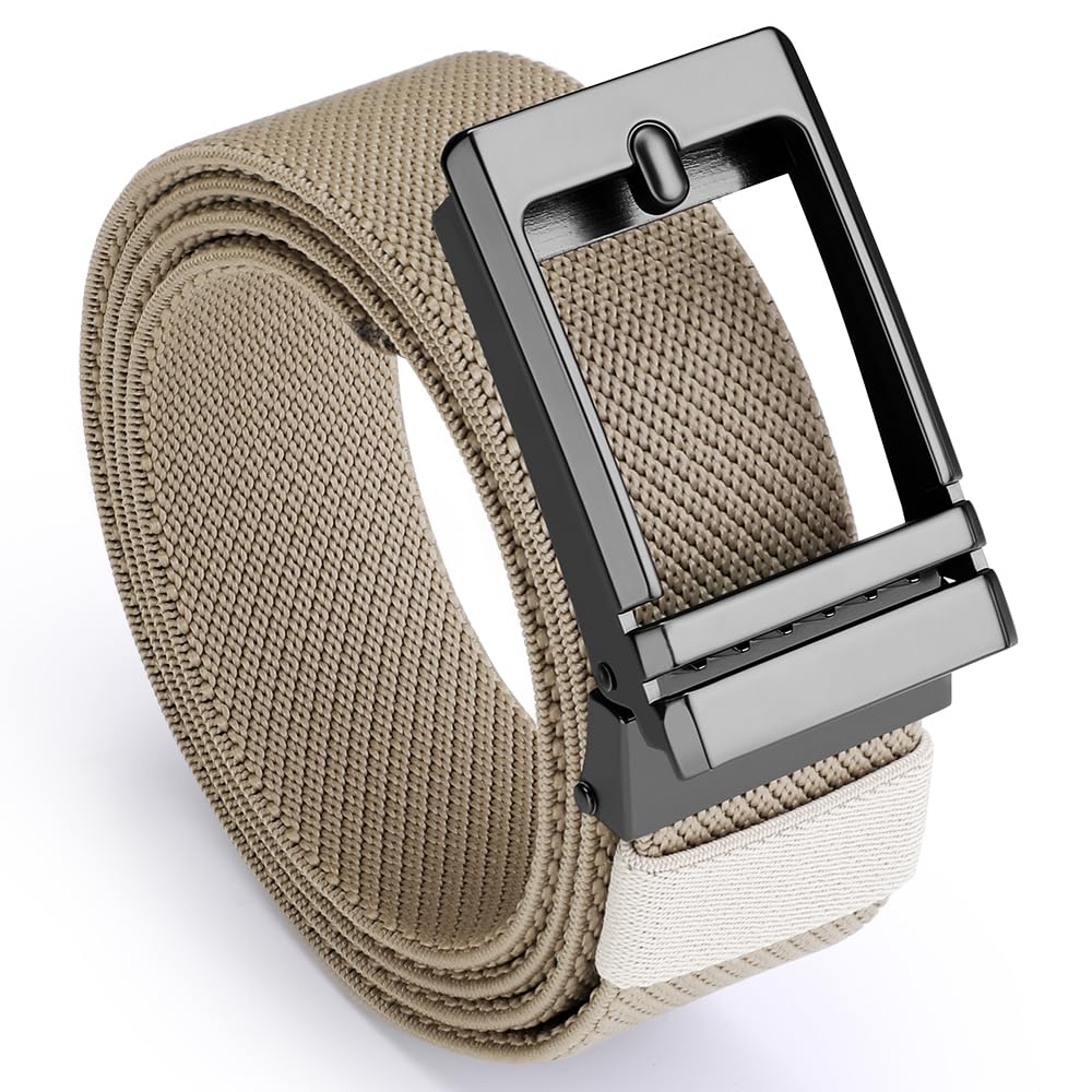 VANNANBA elastic ratchet belt with auto-slide buckle for secure daily wear