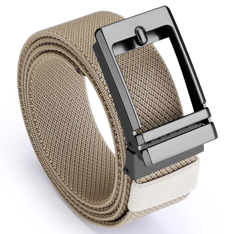 VANNANBA elastic ratchet belt with auto-slide buckle for secure daily wear