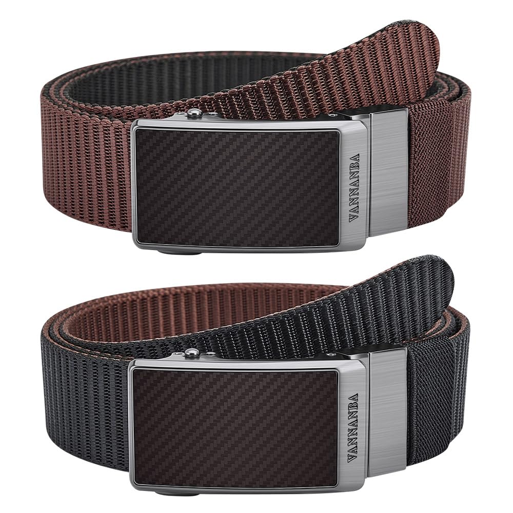 VANNANBA belt black-side view highlights clean, hole-free strap for a polished look.