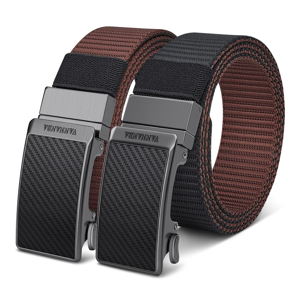 VANNANBA belt buckle close-up shows dual-color reversible design for versatile styling.