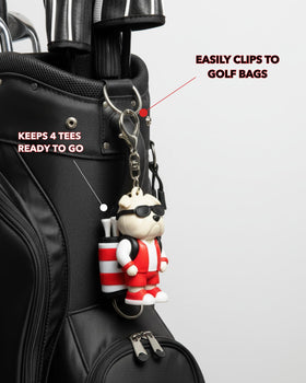 Bulldog Caddy shows eight included tees for a ready-to-play setup.