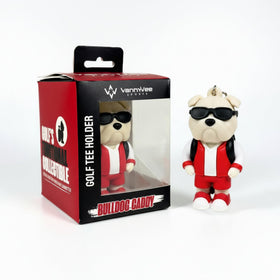 VannyVee Sports Bulldog Caddy attached to golf bag for quick tee access.