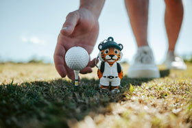 Eight included tees with the Tiger Caddy ready for the course