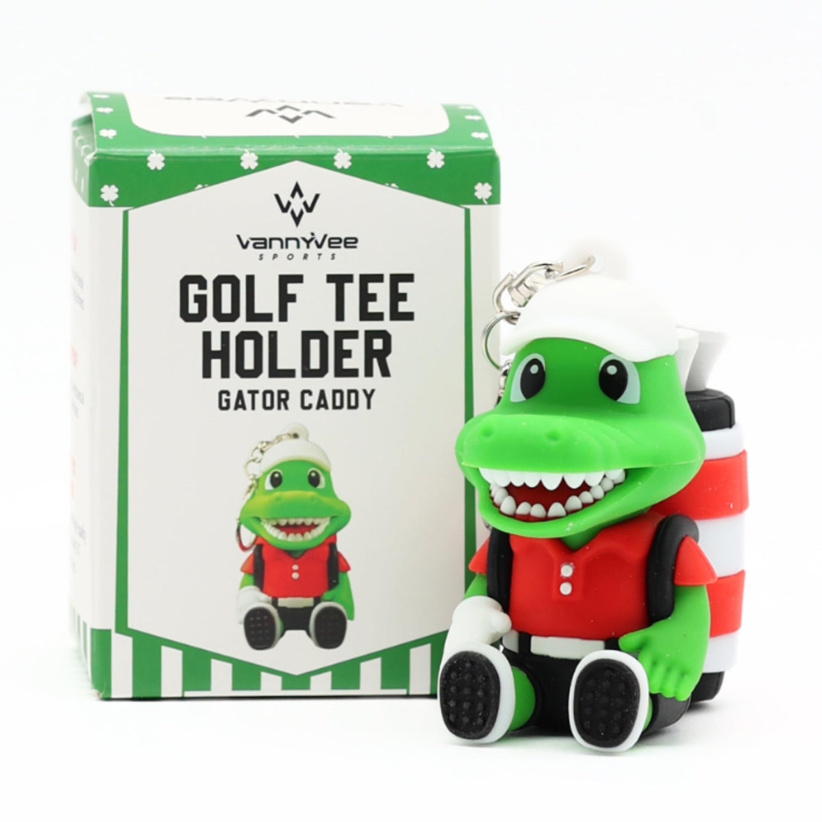 VannyVee Sports Animal Caddy attaches to golf bag for easy tee access.