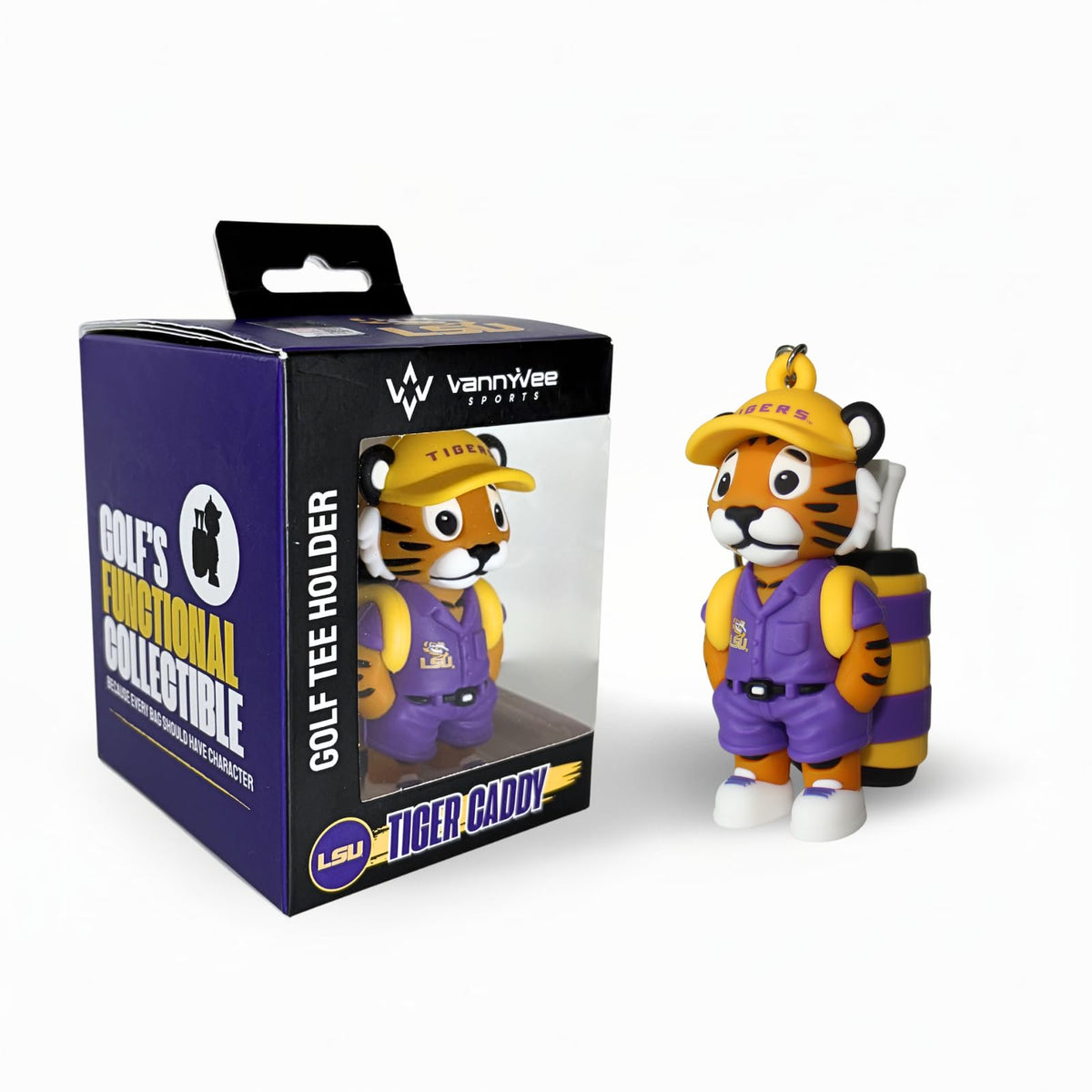 VannyVee Sports LSU Tigers mascot hat logo on golf bag for team pride on course.