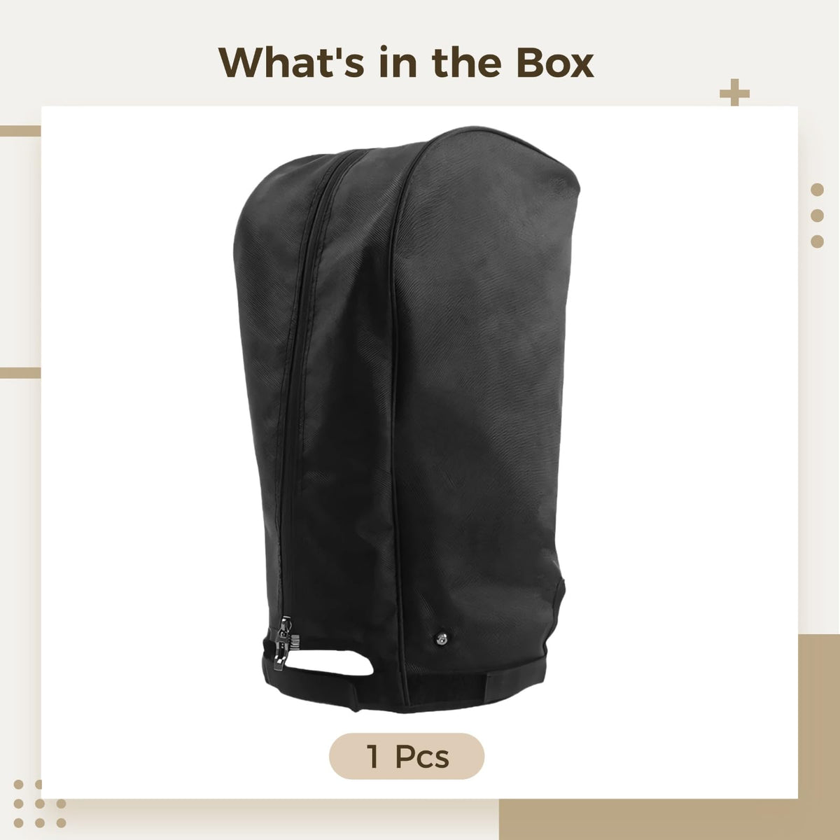Varku rain cover with built-in handle for easy carrying on the course.