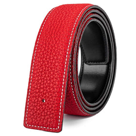 Vatee's belt strap in bright red, back view showing edge detail and finish.