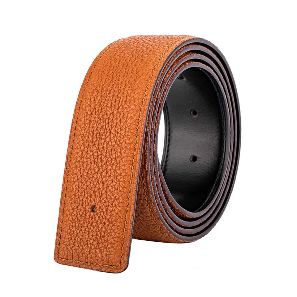 Vatee's Earth Yellow belt strap close-up shows premium full-grain leather durability.