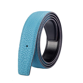 Vatee's light-blue belt strap full-length view for easy length assessment