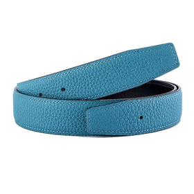 Vatee's light-blue leather belt strap close-up shows premium finish and durability