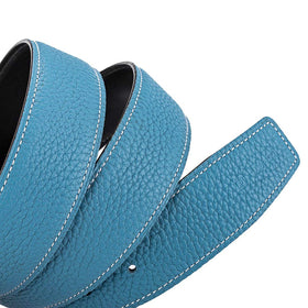 Vatee's light blue belt strap leather detail emphasizes premium quality and softness.
