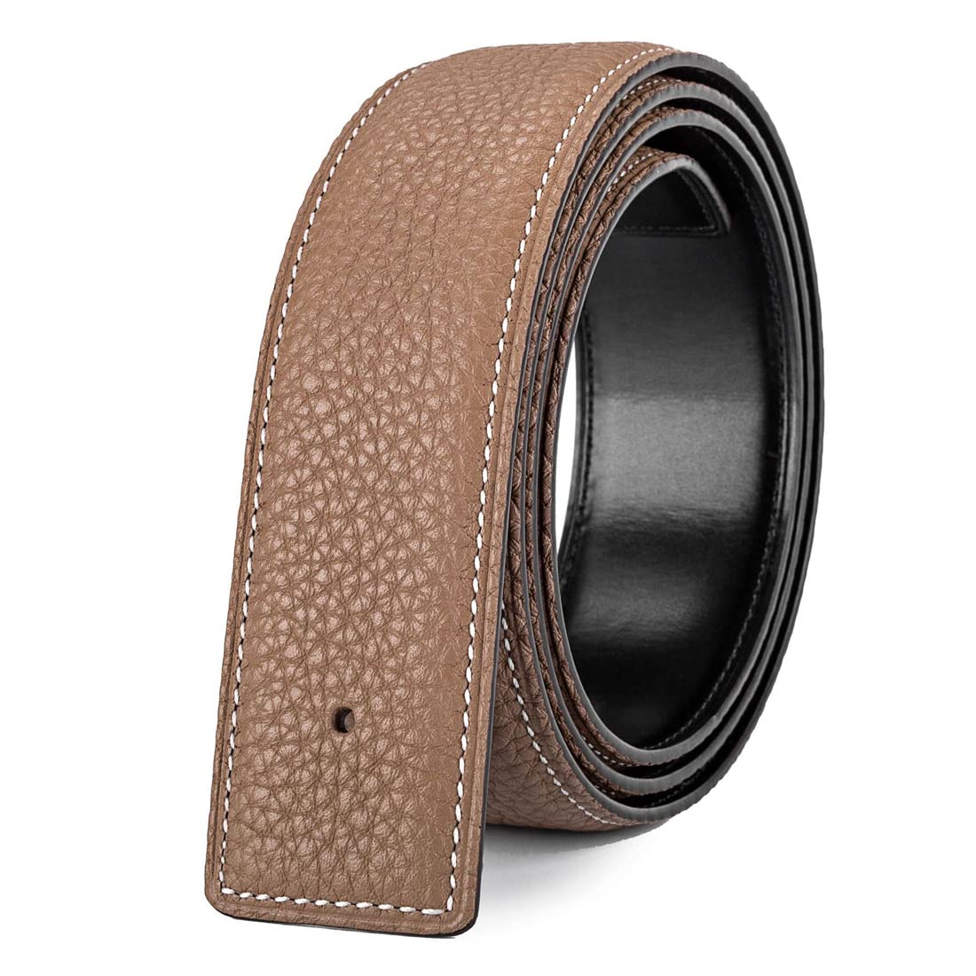 Vatee's belt strap no buckle in khaki, 32 mm wide, durable daily wear.