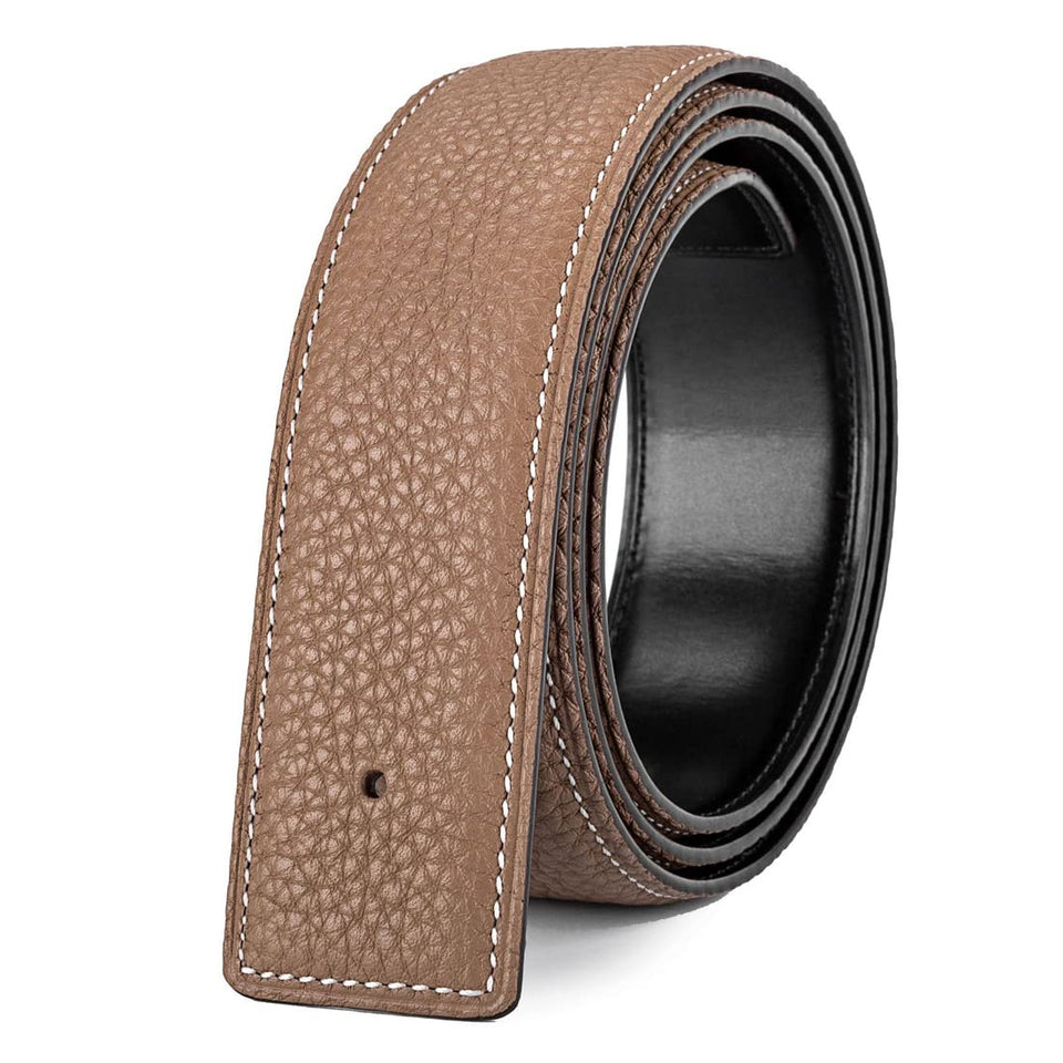 Vatee's belt strap no buckle in khaki, 32 mm wide, durable daily wear.