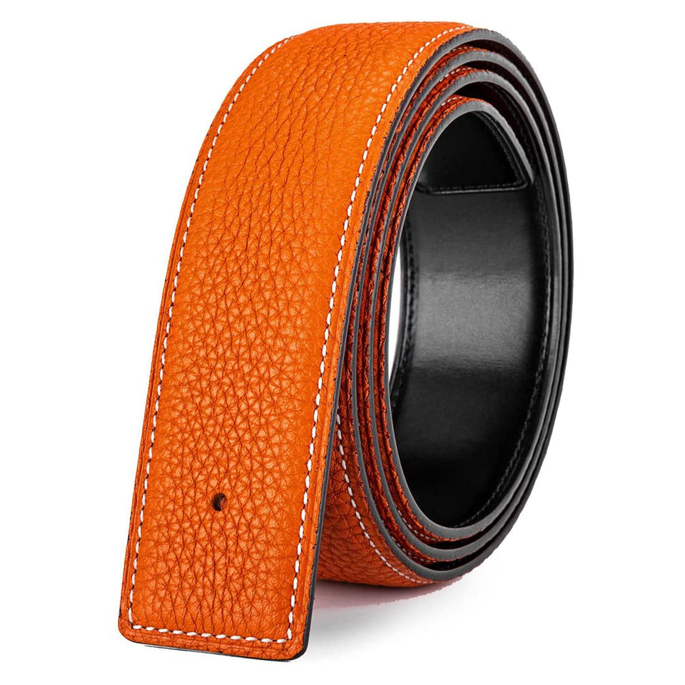 Vatee's orange belt strap no buckle with premium leather