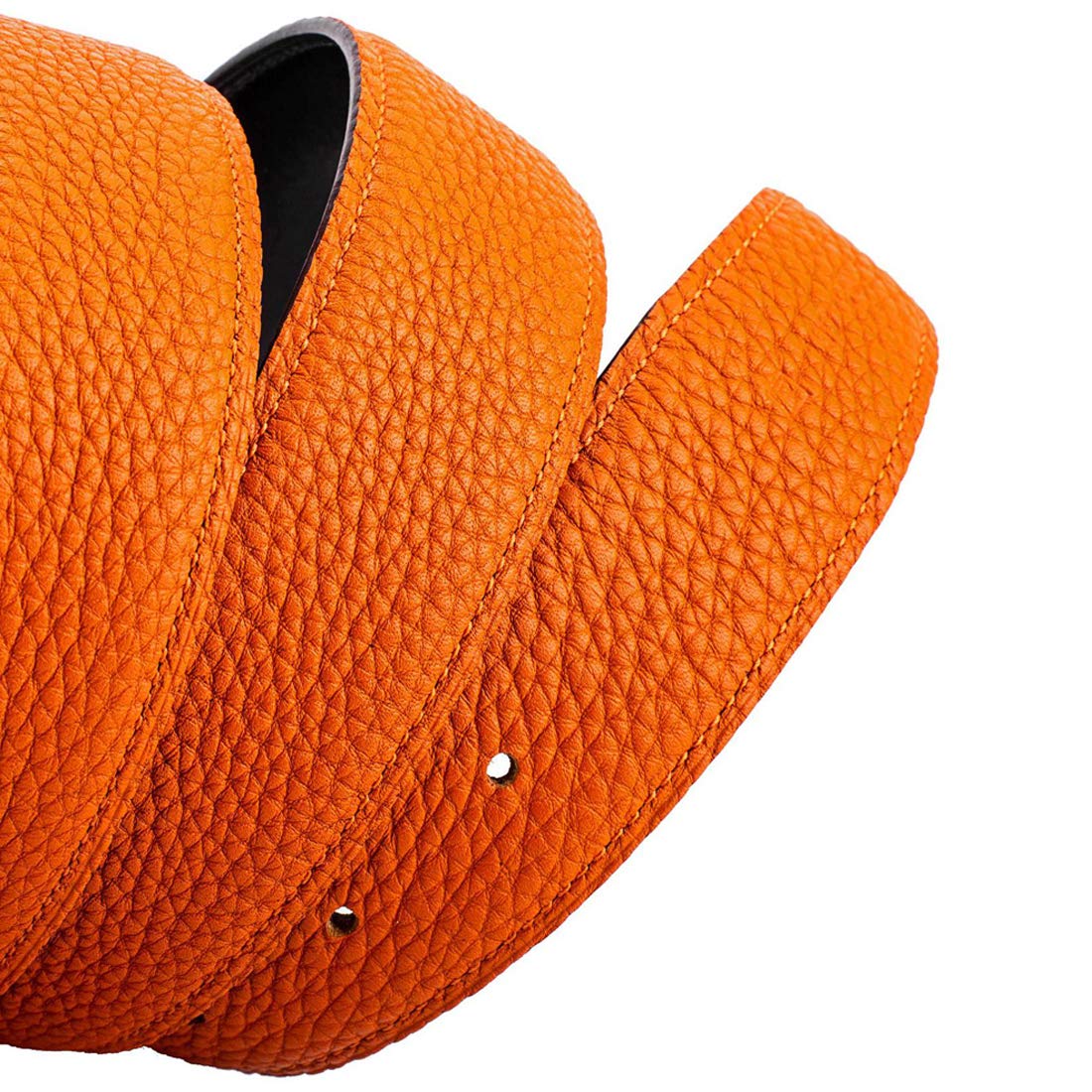 Vatee's orange strap near buckle to illustrate compatibility with existing buckles.