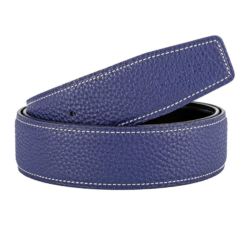Vatee's purplish-blue leather belt strap for durable daily wear.