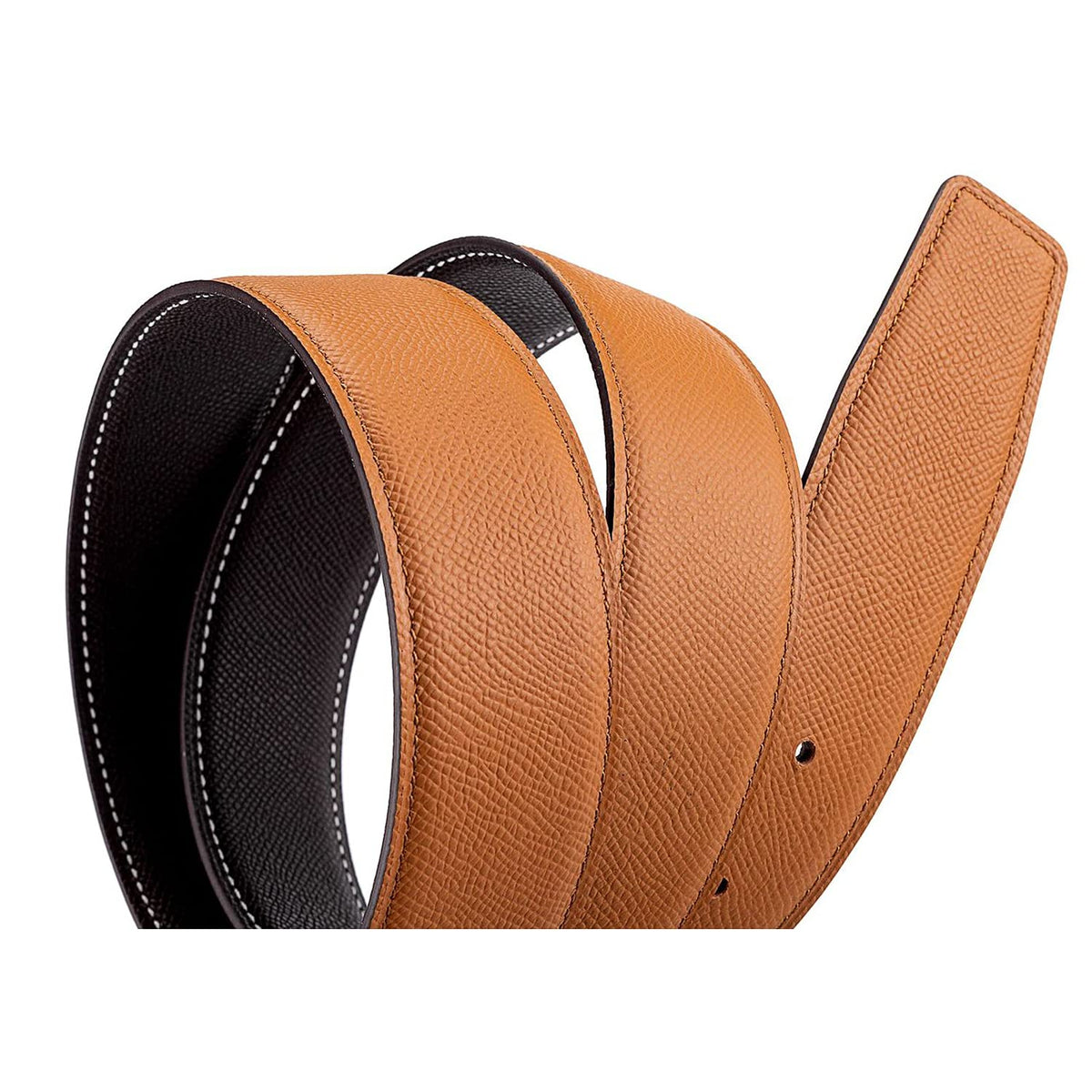 Vatee's belt close-up reveals premium full-grain leather texture and finish