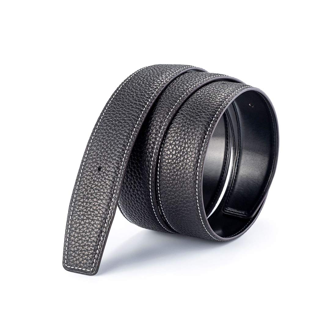 Vatee's real leather belt strap 47in black durable daily wear and premium feel.