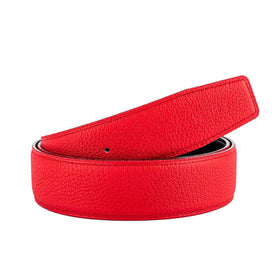 Vatee's red leather strap close-up reveals full-grain texture and gloss.