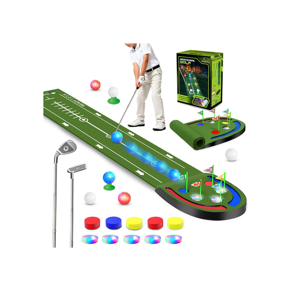 VATOS 9ft soft felt putting mat offers safe indoor play and precise aiming.