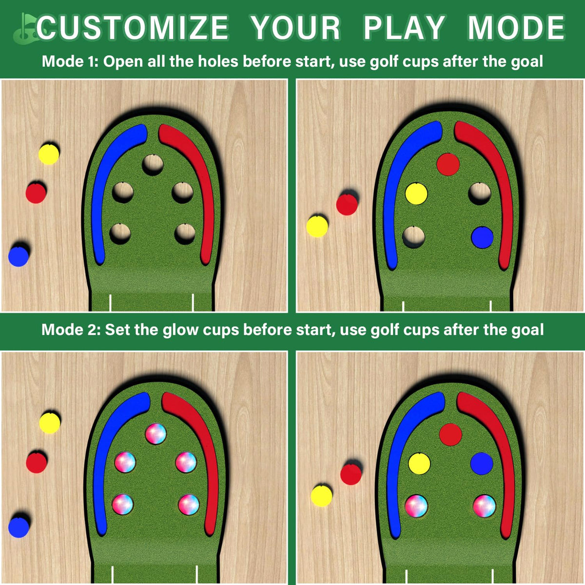 VATOS putting mat surface with non-slip backing stays steady during play