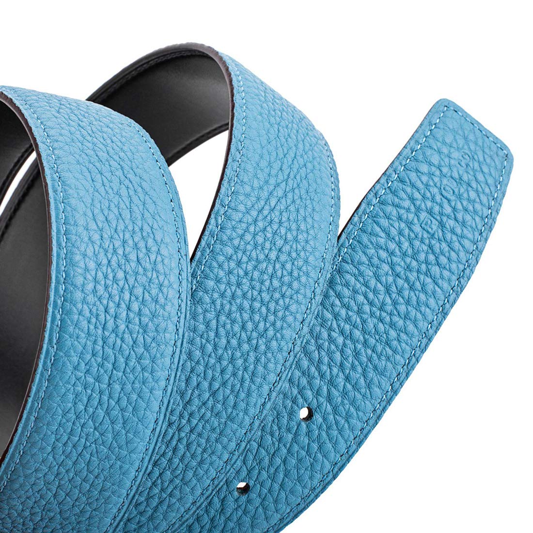 Vatee's belt strap close-up demonstrates tear-resistant, glossy leather.