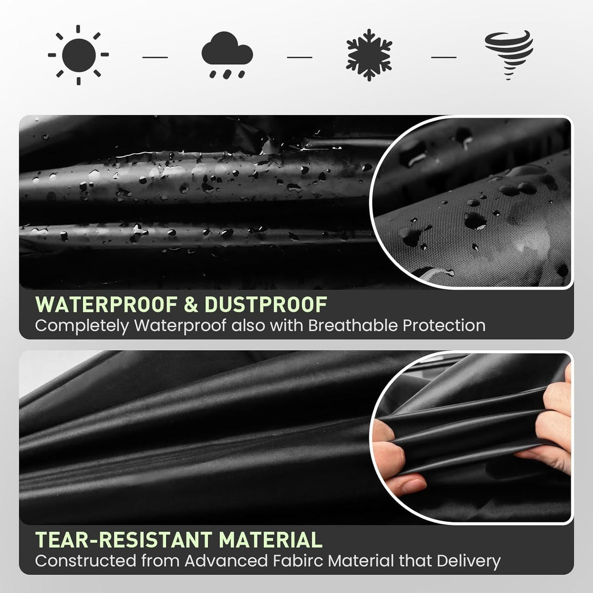 VEASAERS golf rain cover attaches securely with hook-and-loop for stable on-course use.