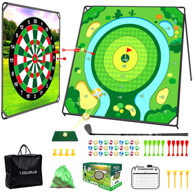 VEELUPLUS Battle Golf Chipping Mat setup for versatile indoor or outdoor practice.
