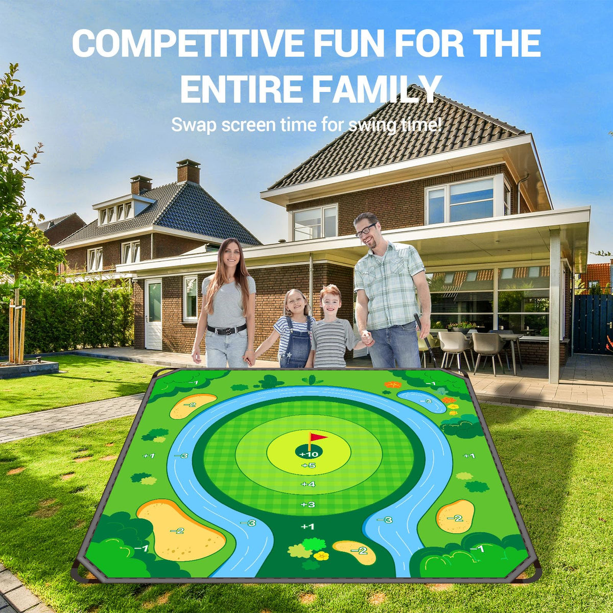 VEELUPLUS Ground stakes keep outdoor play stable on uneven ground.
